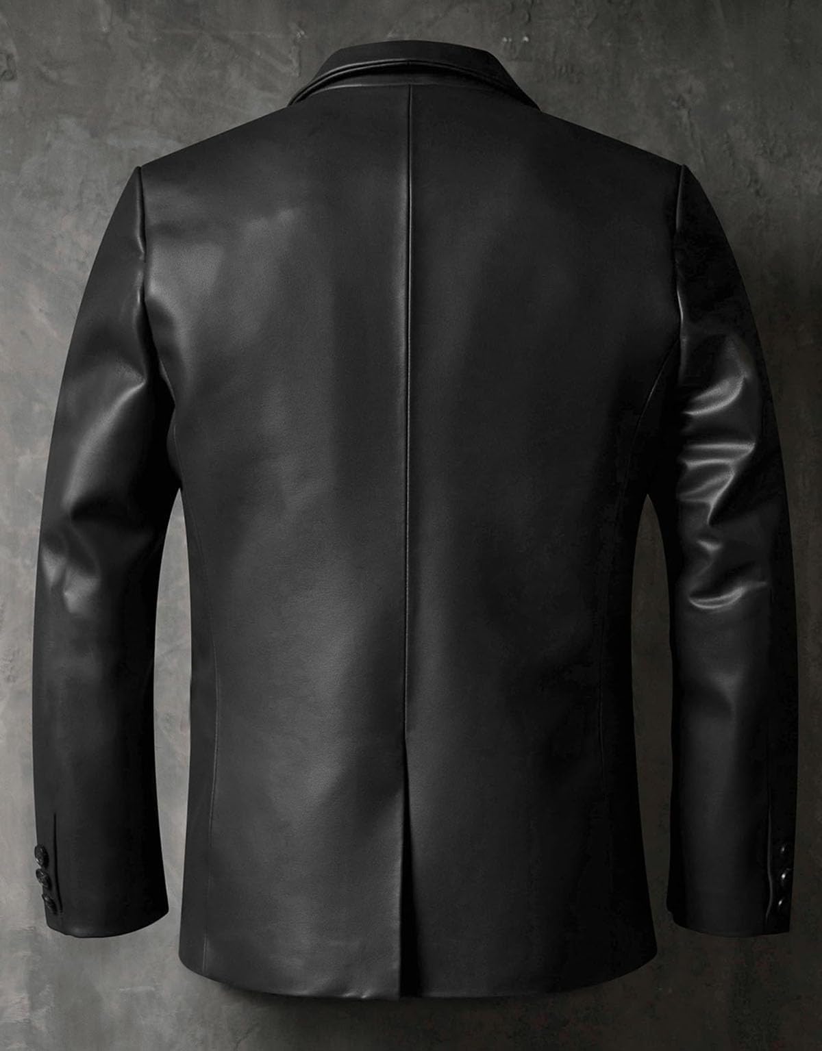 Men's Suede Blazer Patchwork Two-Tone Sports Coat PU Leather Sleeves Collar Sport Jacket Black Champagne M