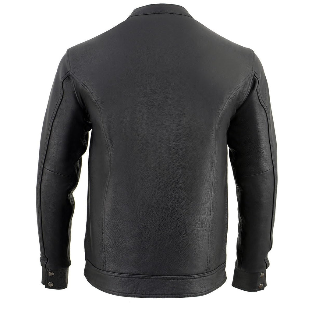 Milwaukee Leather MLM1610 Men's Club Style Black Casual Biker Leather Shirt with Dual Closure - Medium