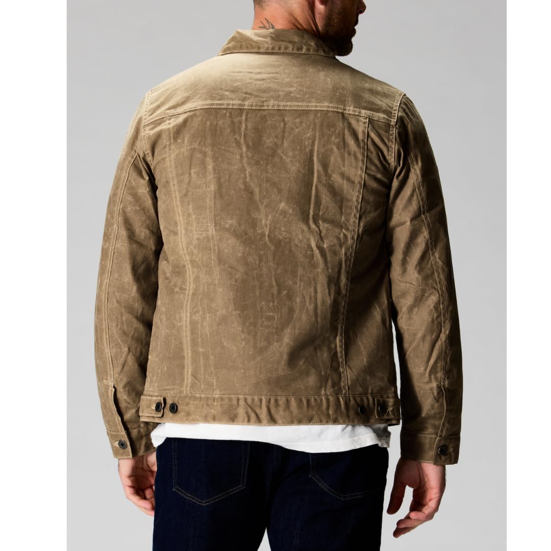 Huckberry Flint and Tinder Men's Flannel-Lined Waxed Trucker Jacket