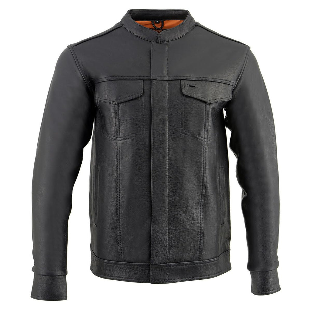 Milwaukee Leather MLM1610 Men's Club Style Black Casual Biker Leather Shirt with Dual Closure - Medium
