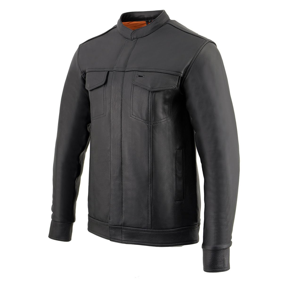 Milwaukee Leather MLM1610 Men's Club Style Black Casual Biker Leather Shirt with Dual Closure - Medium