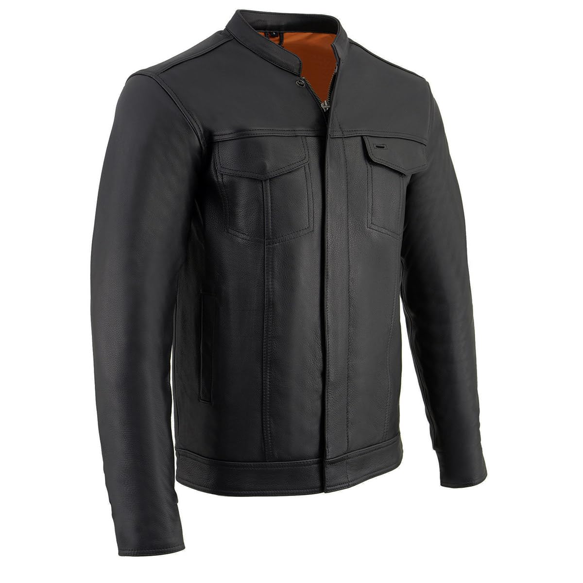 Milwaukee Leather MLM1610 Men's Club Style Black Casual Biker Leather Shirt with Dual Closure - Medium