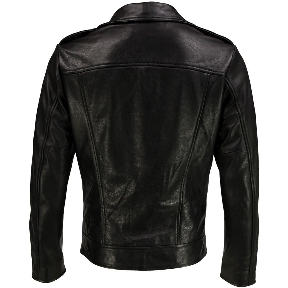 Men's Black Genuine Lambskin Leather Biker Jacket VINTAGE REAL BROWN MOTORCYCLE JACKETS FOR MEN (US. Alpha. Medium. Regular. Regular. BLACK R)