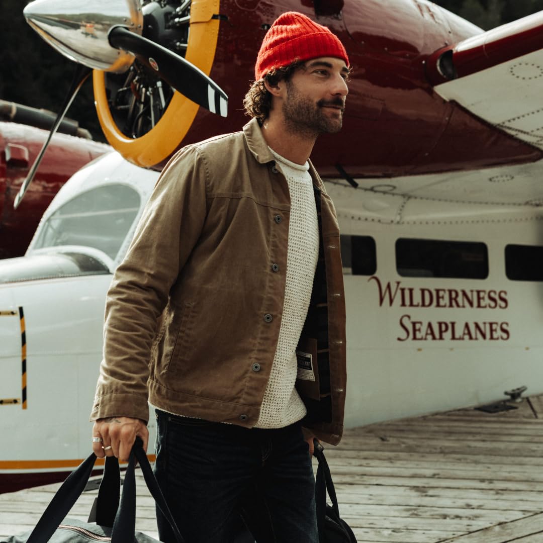 Huckberry Flint and Tinder Men's Flannel-Lined Waxed Trucker Jacket