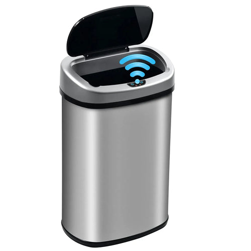 Bigacc 13 Gallon 50 Liter Kitchen Trash Can with Touch-Free & Motion Sensor, Automatic Stainless-Steel Garbage Can, Anti-Fingerprint Mute Designed Trash Bin Brushed Stainless Steel