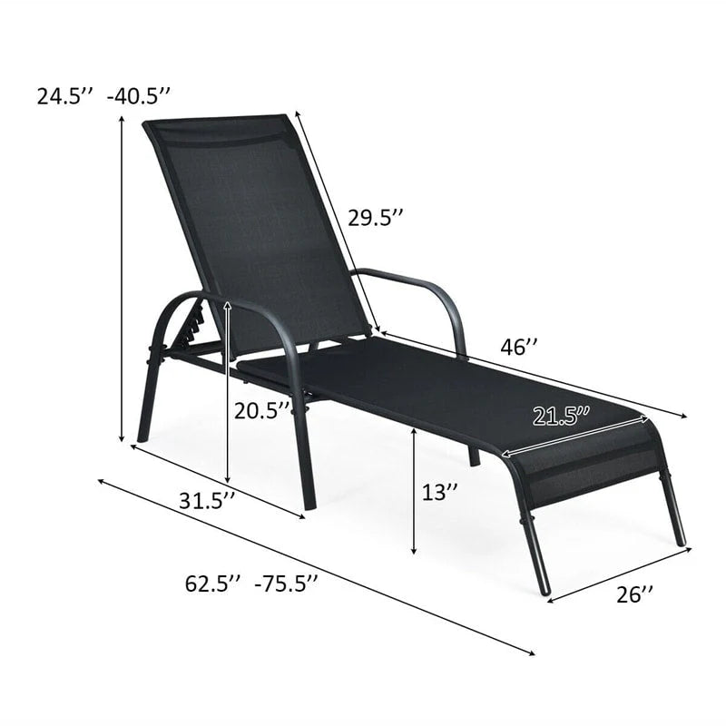 2 Pcs 5 Position Fabric Folding Outdoor Chaise Lounge Chairs Lightweight Pool Chairs Patio Lawn Recliner Sun Lounger - Comfortable And Ergonomic Design