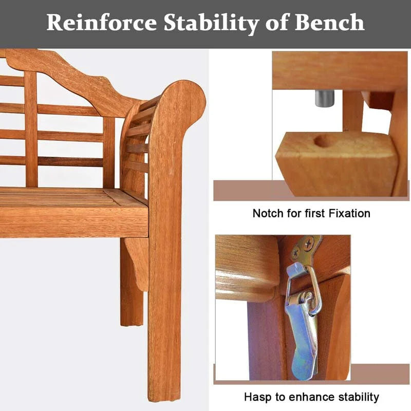 4 Ft Folding Outdoor Bench For Park Garden 2 Person Eucalyptus Wood Bench Loveseat Chair - Comfortable And Ergonomic Design