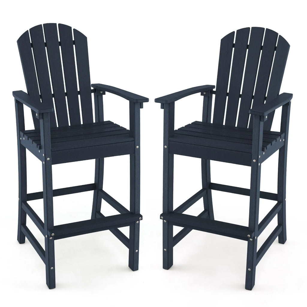 Outdoor Hdpe Tall Adirondack Chairs With Armrests Amp Footrest 30Quot Counter Height Bar Stools For Garden Backyard - Comfortable And Ergonomic Design