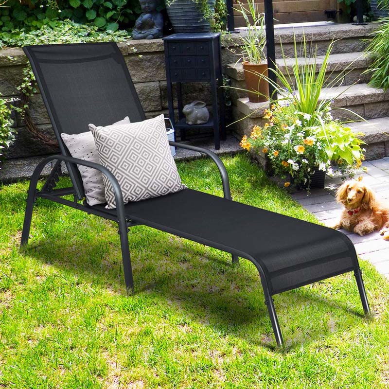 2 Pcs 5 Position Fabric Folding Outdoor Chaise Lounge Chairs Lightweight Pool Chairs Patio Lawn Recliner Sun Lounger - Comfortable And Ergonomic Design