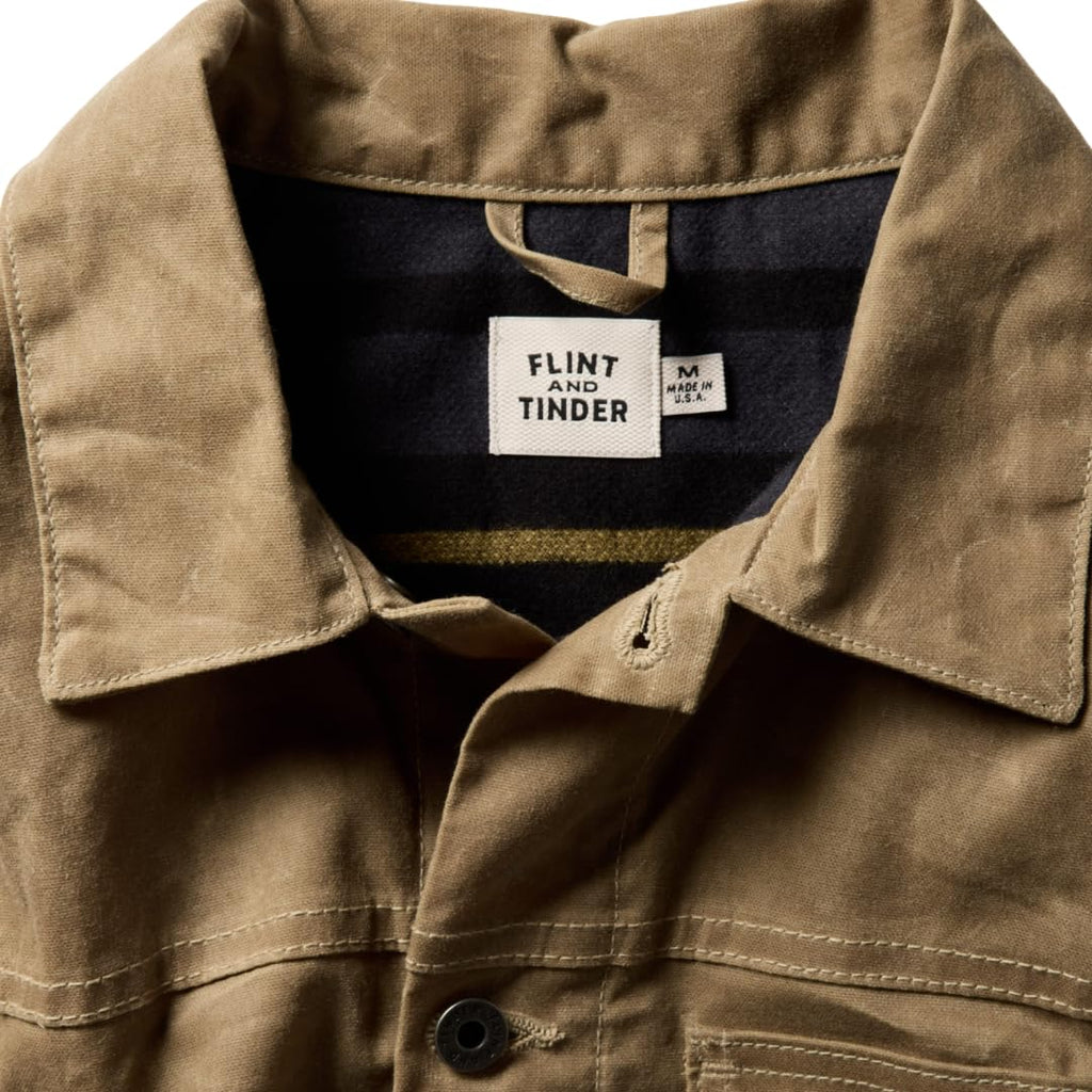 Huckberry Flint and Tinder Men's Flannel-Lined Waxed Trucker Jacket