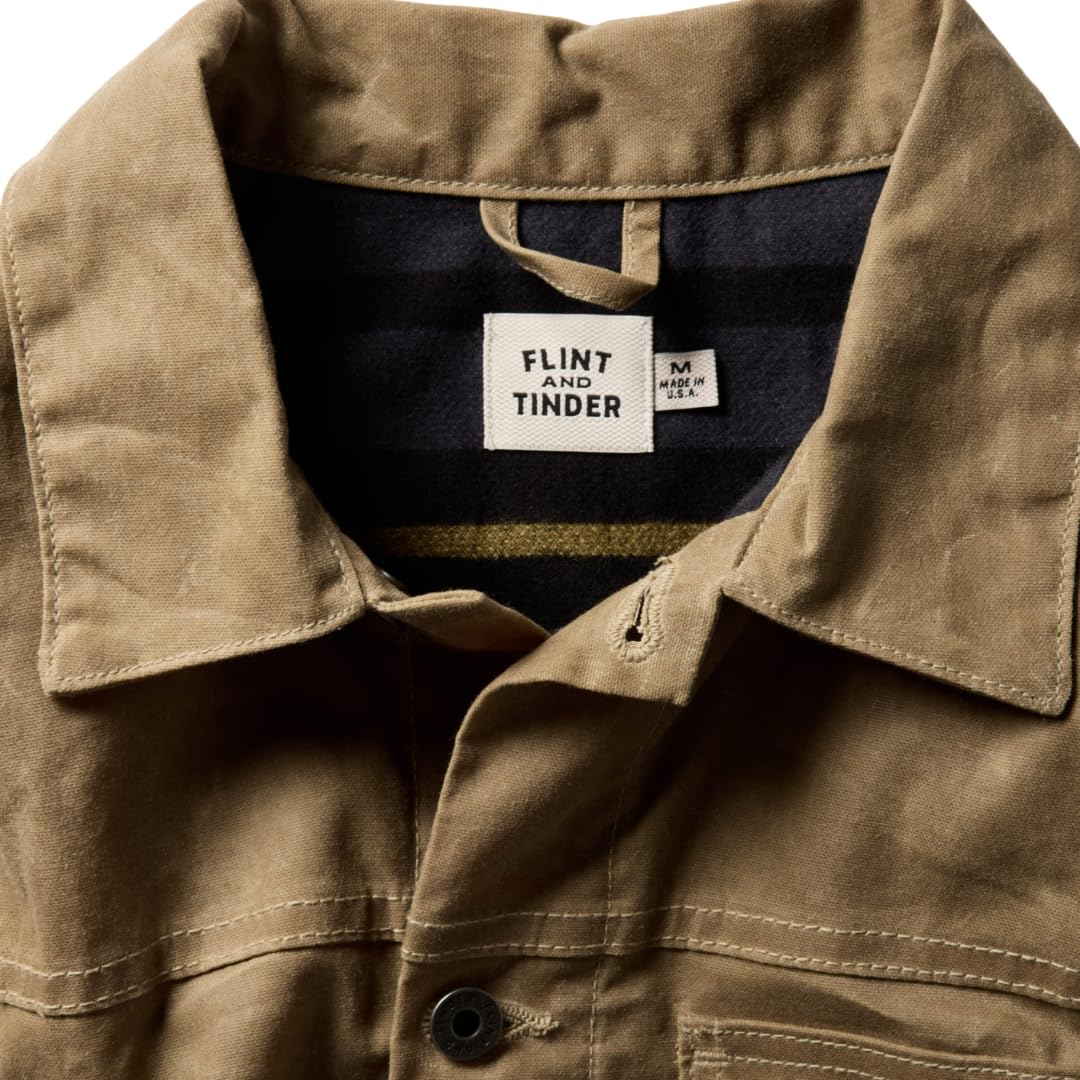 Huckberry Flint and Tinder Men's Flannel-Lined Waxed Trucker Jacket