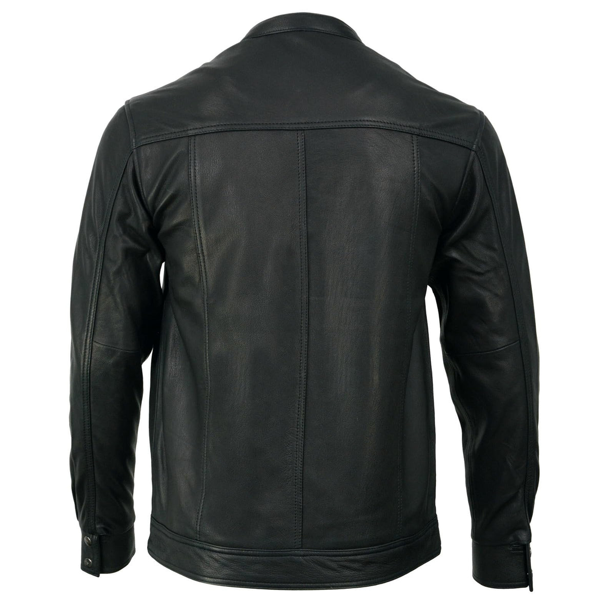 Milwaukee Leather MLM1604 Men's Stand-Up Collar Black Casual Biker Goat Skin Leather Shirt with Dual Closure - X-Large