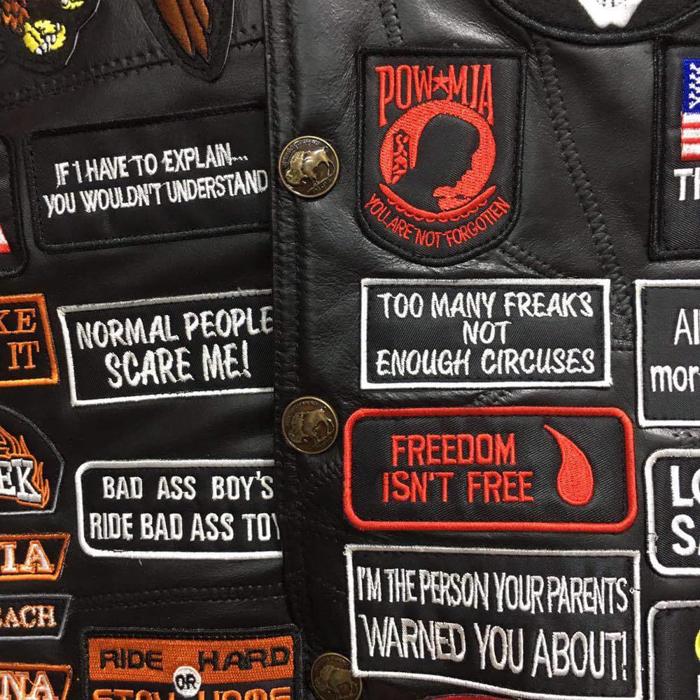 WalnutKing Men Leather Motorcycle Jacket Vest Plastered Embroidery Cool Patches Biker Vest (US. Alpha. XX-Large. Regular. Regular. Man00)