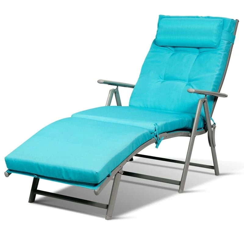 7 Position Folding Outdoor Chaise Lounge Chair Lightweight Patio Pool Chair Sun Lounger With Cushion Amp Pillow - Comfortable And Ergonomic Design