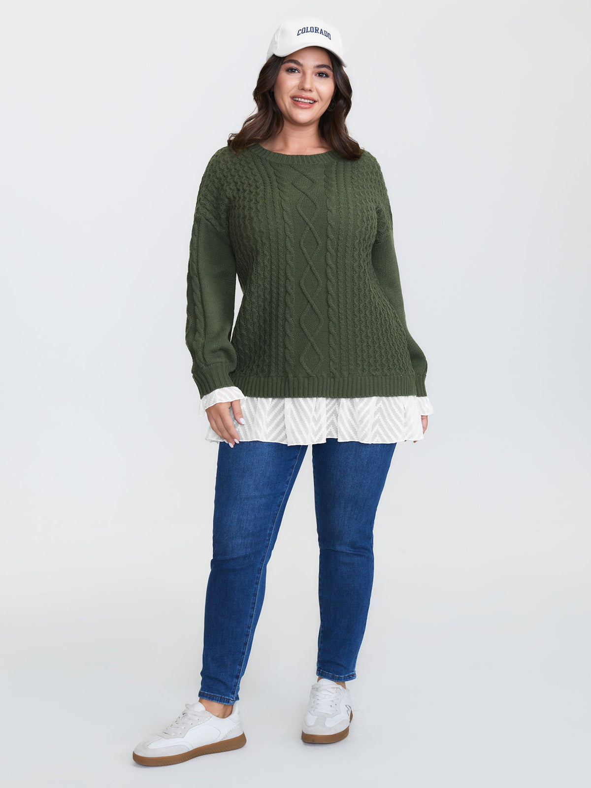 Twisted Stitch Woven Spliced Pullover
