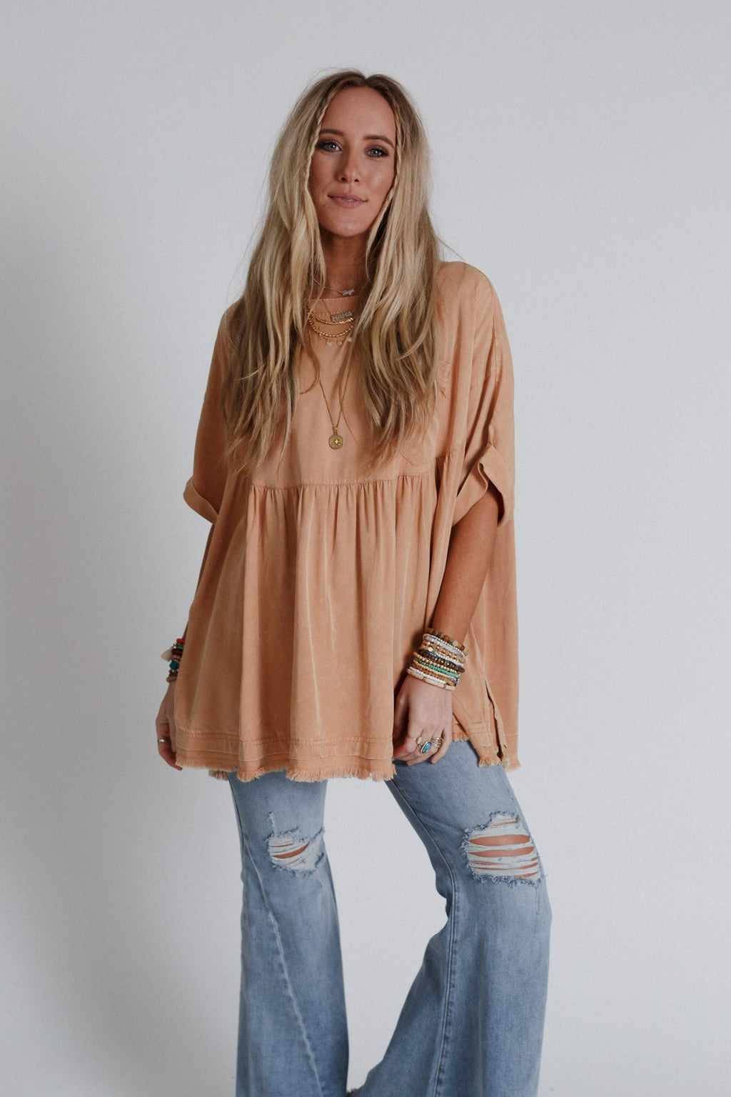 The Good Life Oversized Top - Peach