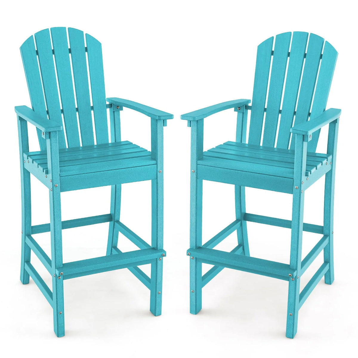 Outdoor Hdpe Tall Adirondack Chairs With Armrests Amp Footrest 30Quot Counter Height Bar Stools For Garden Backyard - Comfortable And Ergonomic Design