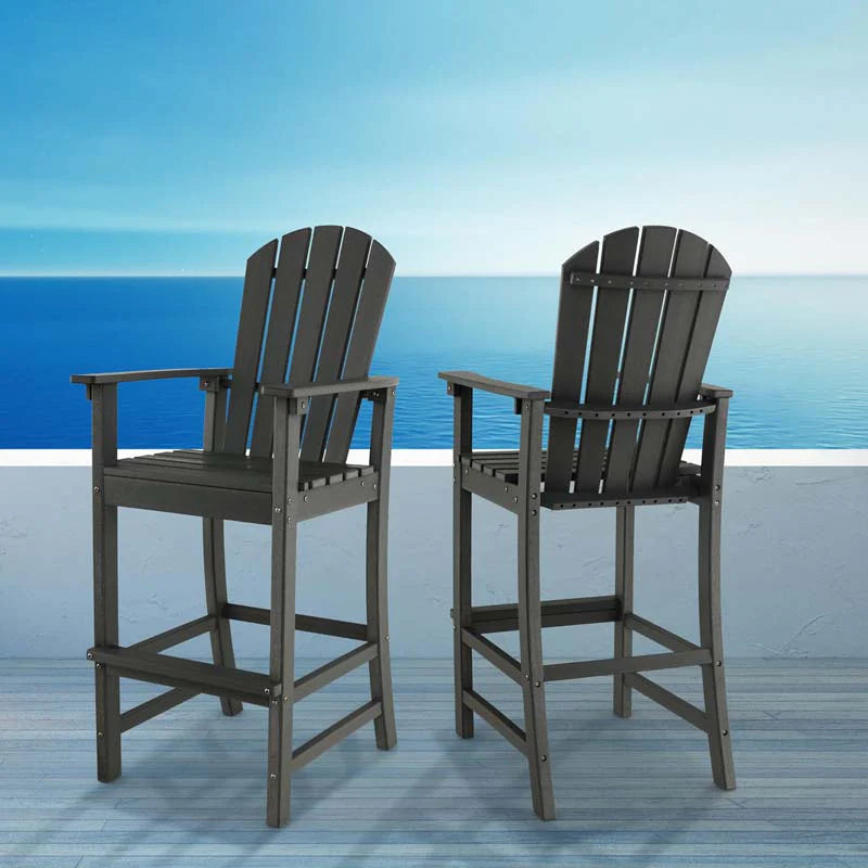 Outdoor Hdpe Tall Adirondack Chairs With Armrests Amp Footrest 30Quot Counter Height Bar Stools For Garden Backyard - Comfortable And Ergonomic Design
