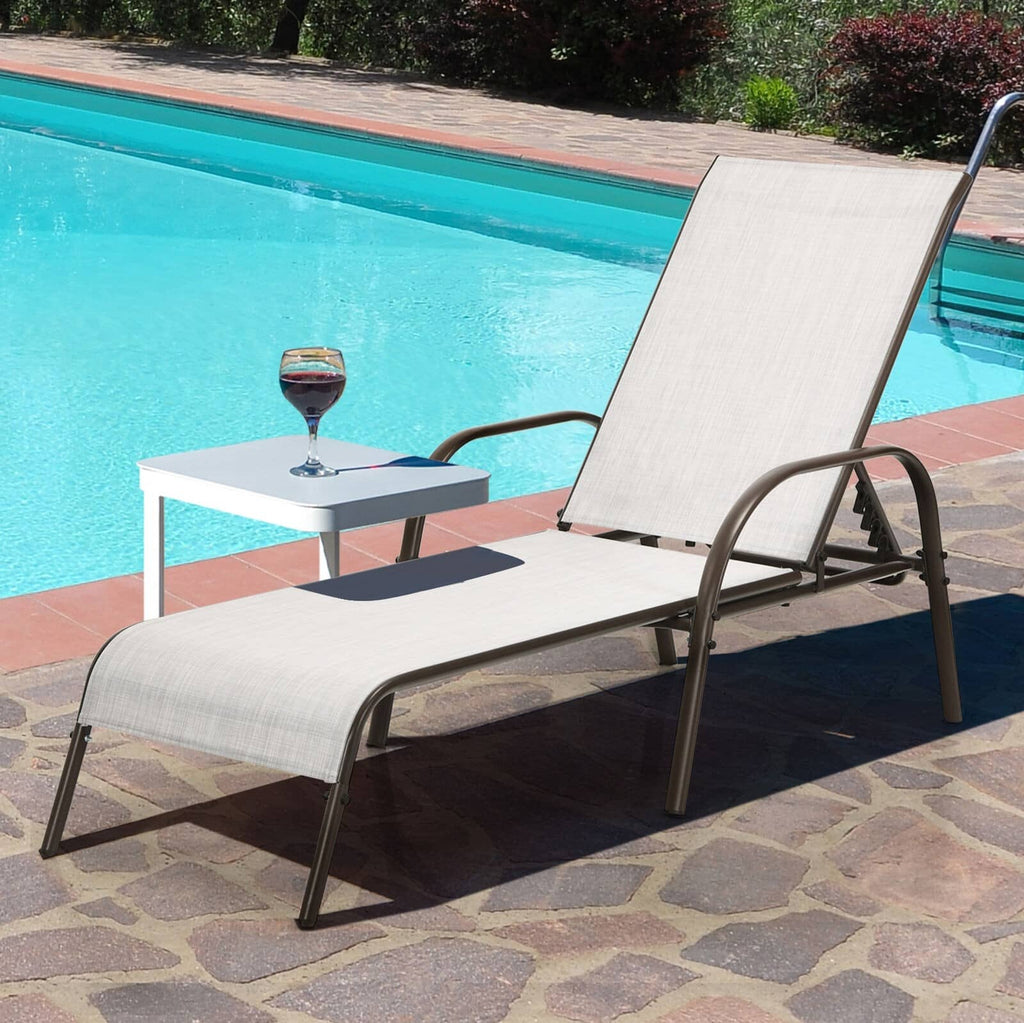 2 Pcs 5 Position Fabric Folding Outdoor Chaise Lounge Chairs Lightweight Pool Chairs Patio Lawn Recliner Sun Lounger - Comfortable And Ergonomic Design