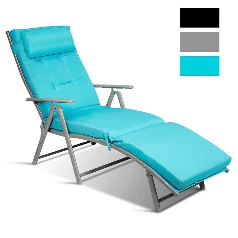 7 Position Folding Outdoor Chaise Lounge Chair Lightweight Patio Pool Chair Sun Lounger With Cushion Amp Pillow - Comfortable And Ergonomic Design
