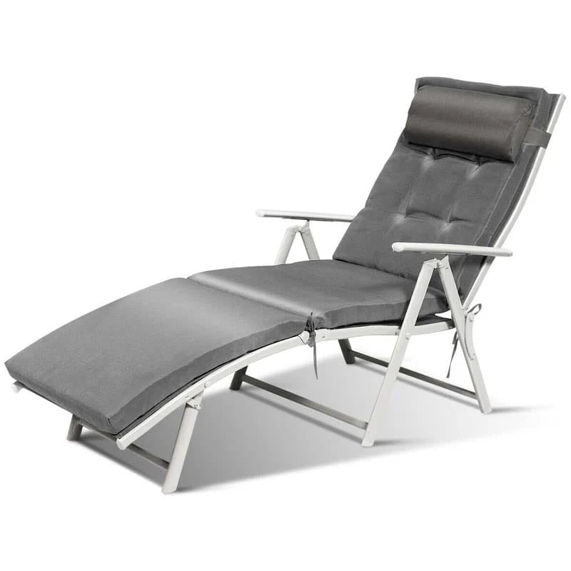 7 Position Folding Outdoor Chaise Lounge Chair Lightweight Patio Pool Chair Sun Lounger With Cushion Amp Pillow - Comfortable And Ergonomic Design