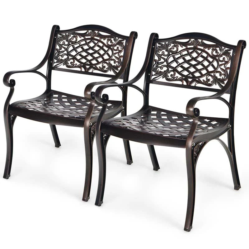 24Pcs All Weather Cast Aluminum Chairs With Armrests Amp Curved Seats Outdoor Dining Chairs Patio Bistro Armchairs - Comfortable And Ergonomic Design