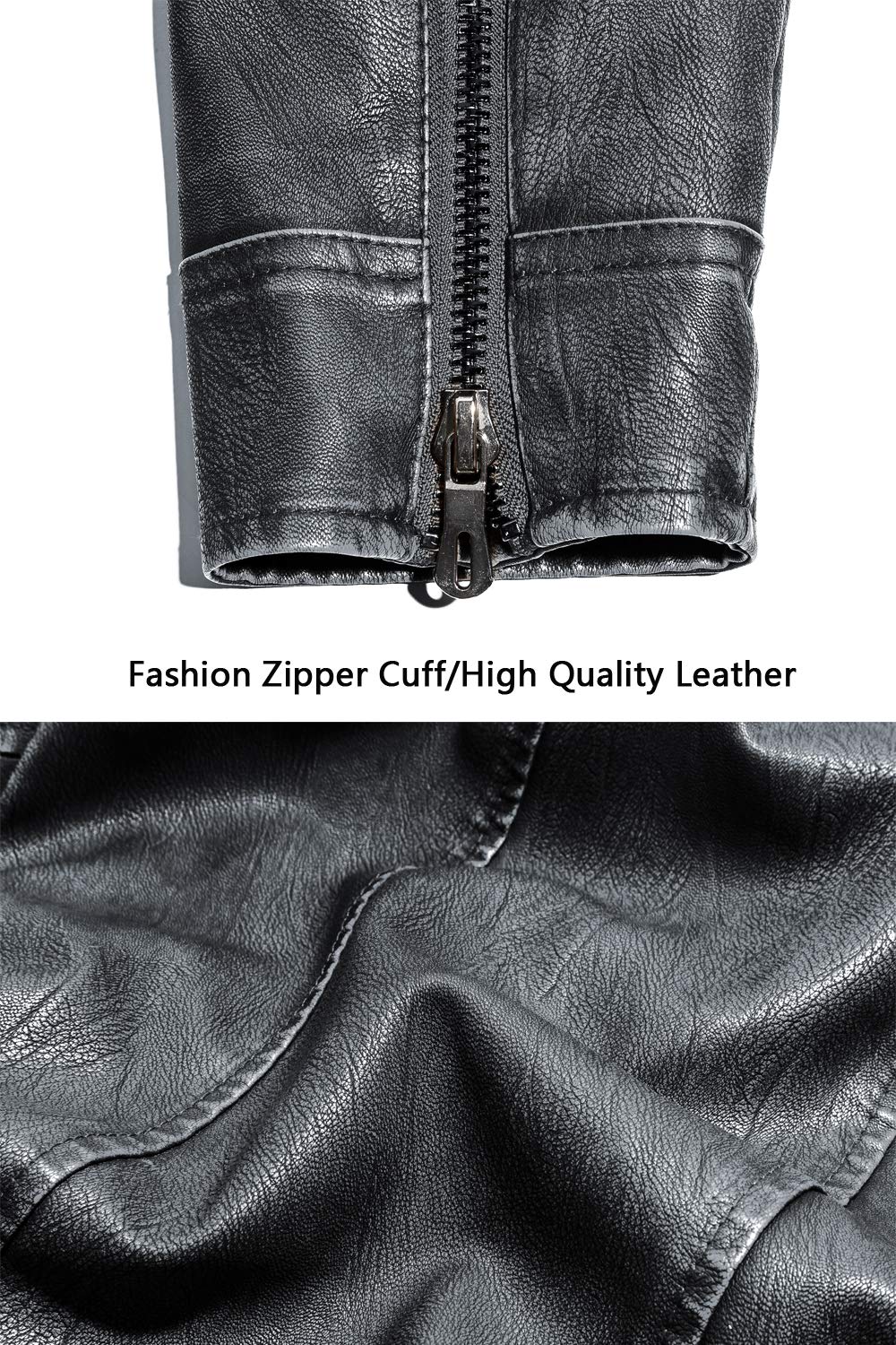 WULFUL Men's Vintage Stand Collar Leather Jacket Motorcycle PU Jacket and Coat