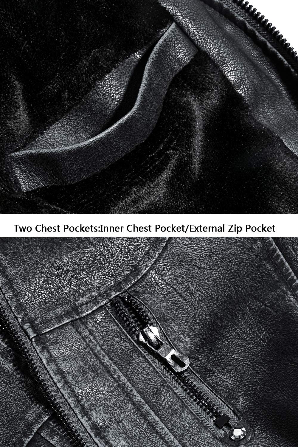 WULFUL Men's Vintage Stand Collar Leather Jacket Motorcycle PU Jacket and Coat