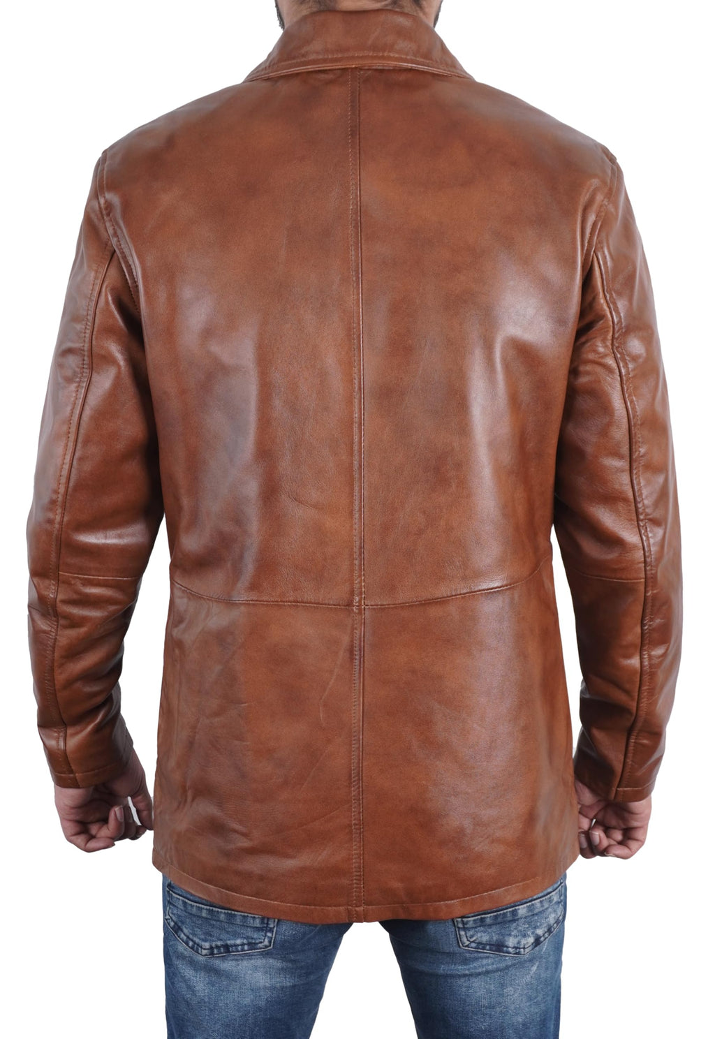 STOREJEES Brown Leather Jacket Men | Car Coat Brown. 5XL