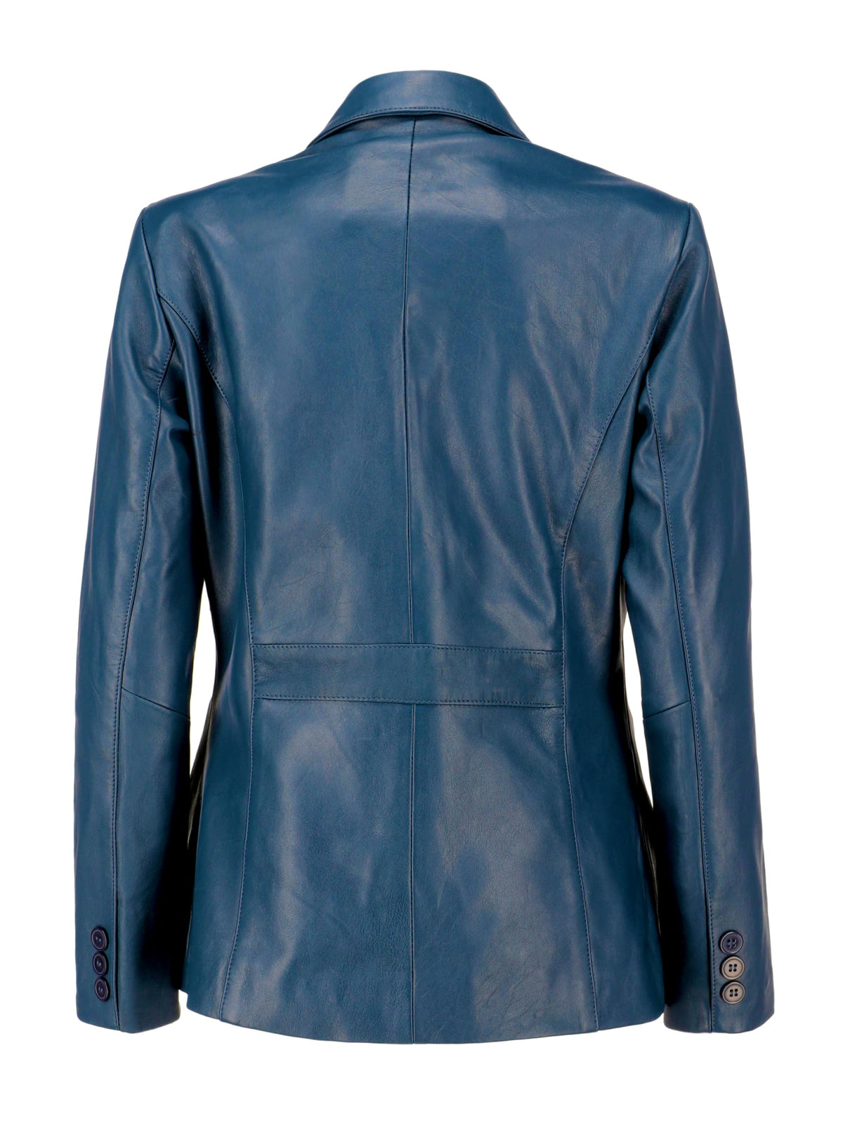 Jild Classic 2-Button Lambskin Leather Blazer Women - Casual Coat Long Sleeves Suit Style Leather Jacket Women (LC-Blue-L)