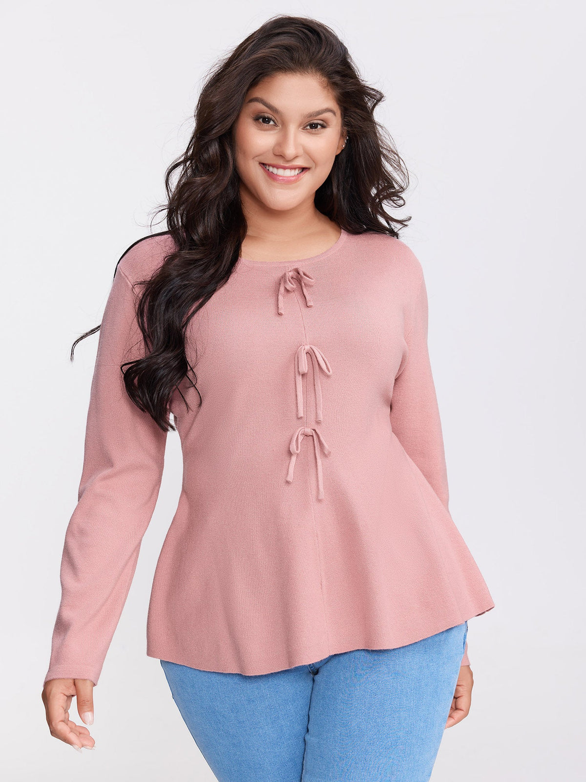 Bowknot Cinched-Waist A-Line Pullover
