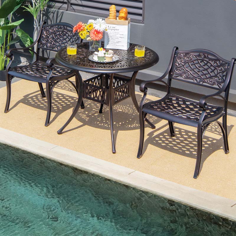 24Pcs All Weather Cast Aluminum Chairs With Armrests Amp Curved Seats Outdoor Dining Chairs Patio Bistro Armchairs - Comfortable And Ergonomic Design