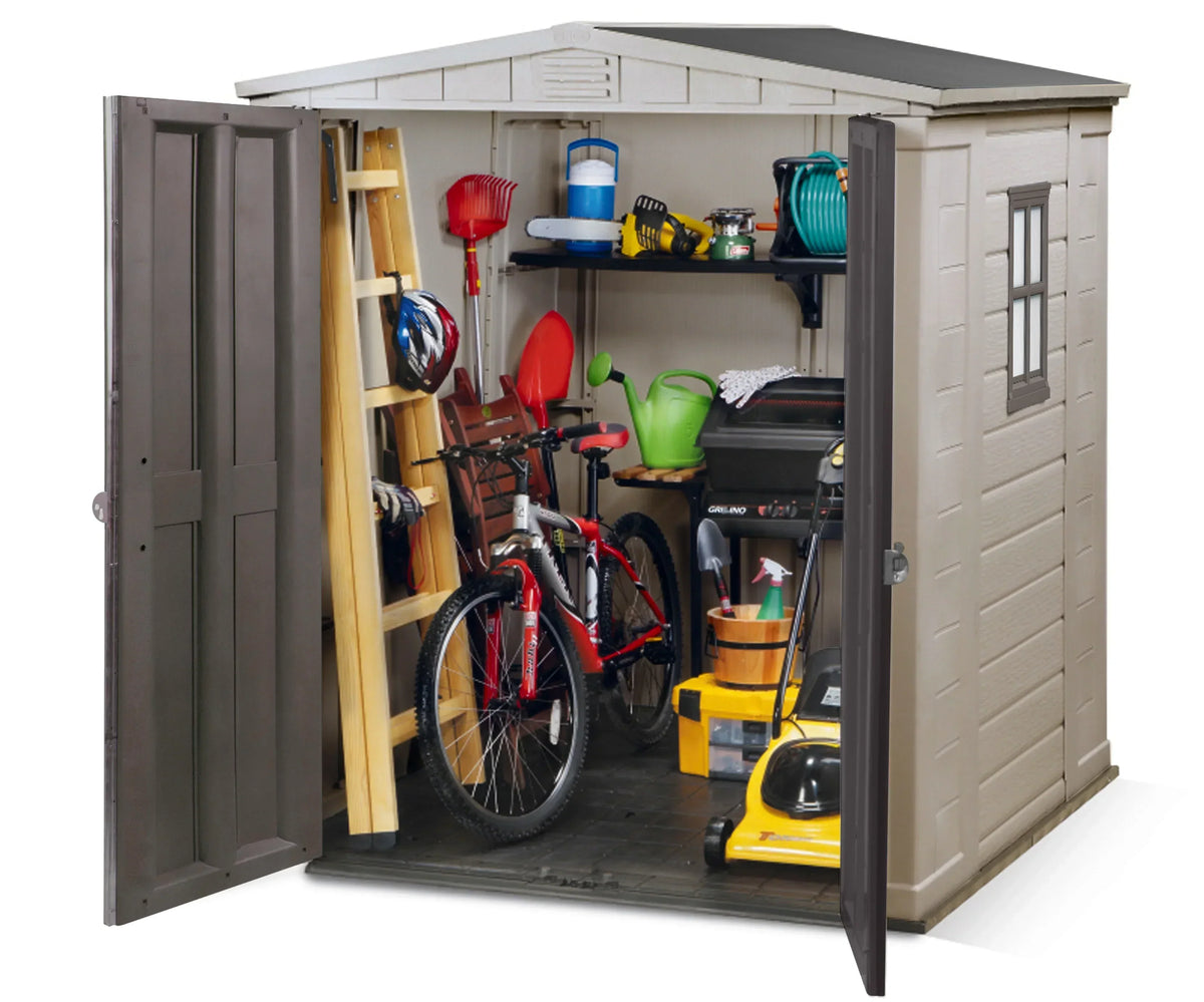 Keter Factor 8 x 11 Foot All Weather Resin Outdoor Storage Shed, Taupe