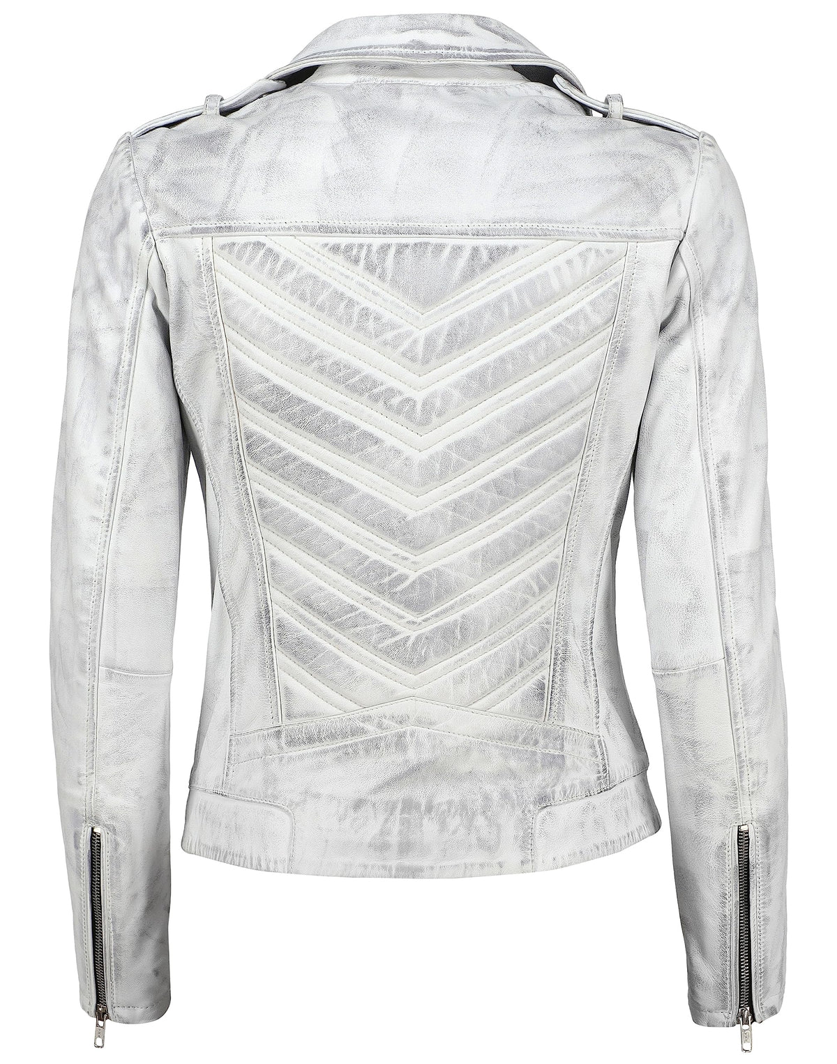 Jild Biker Style Vintage Leather Jacket Women - Casual Fashion Motorcycle Zip-Up Lightweight Coat Collar Women Leather Jacket (White-XXL)