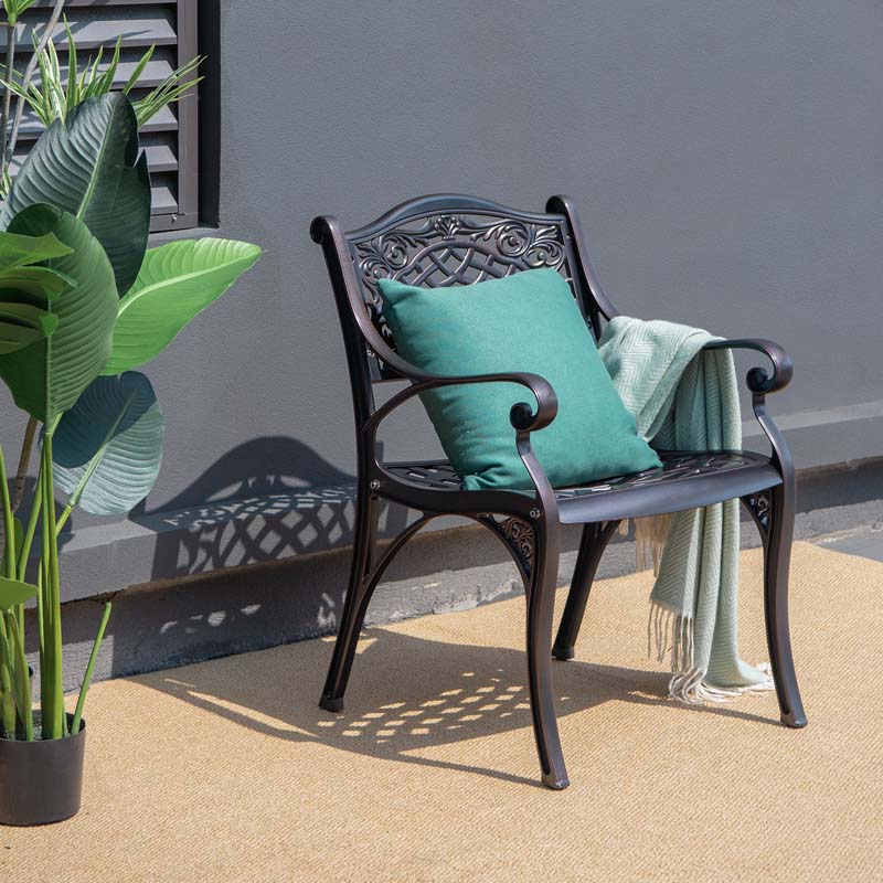 24Pcs All Weather Cast Aluminum Chairs With Armrests Amp Curved Seats Outdoor Dining Chairs Patio Bistro Armchairs - Comfortable And Ergonomic Design