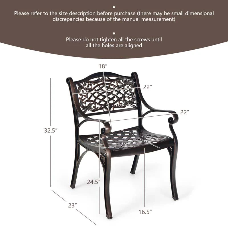 24Pcs All Weather Cast Aluminum Chairs With Armrests Amp Curved Seats Outdoor Dining Chairs Patio Bistro Armchairs - Comfortable And Ergonomic Design