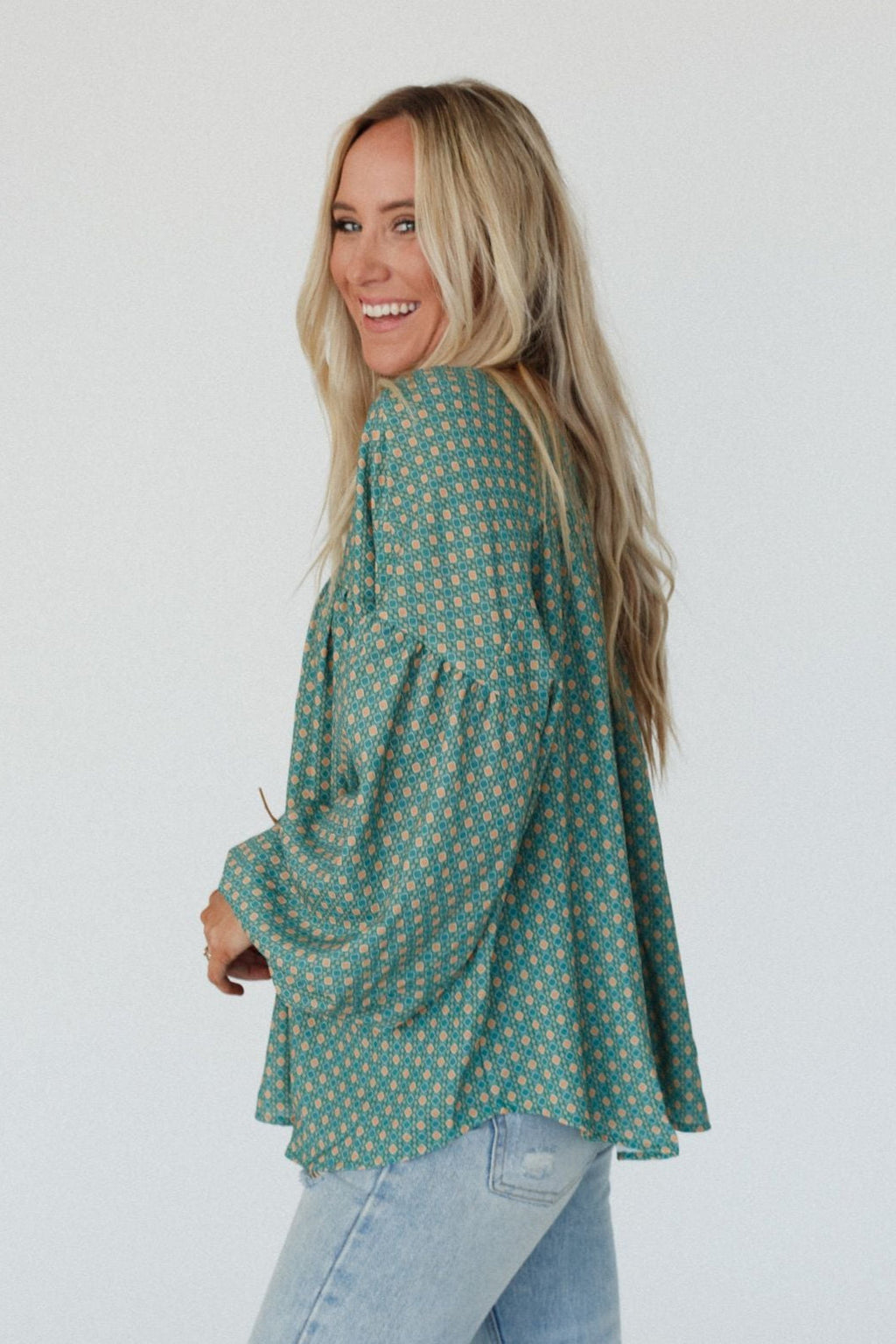 The Nest Kendrix Printed Top - Teal