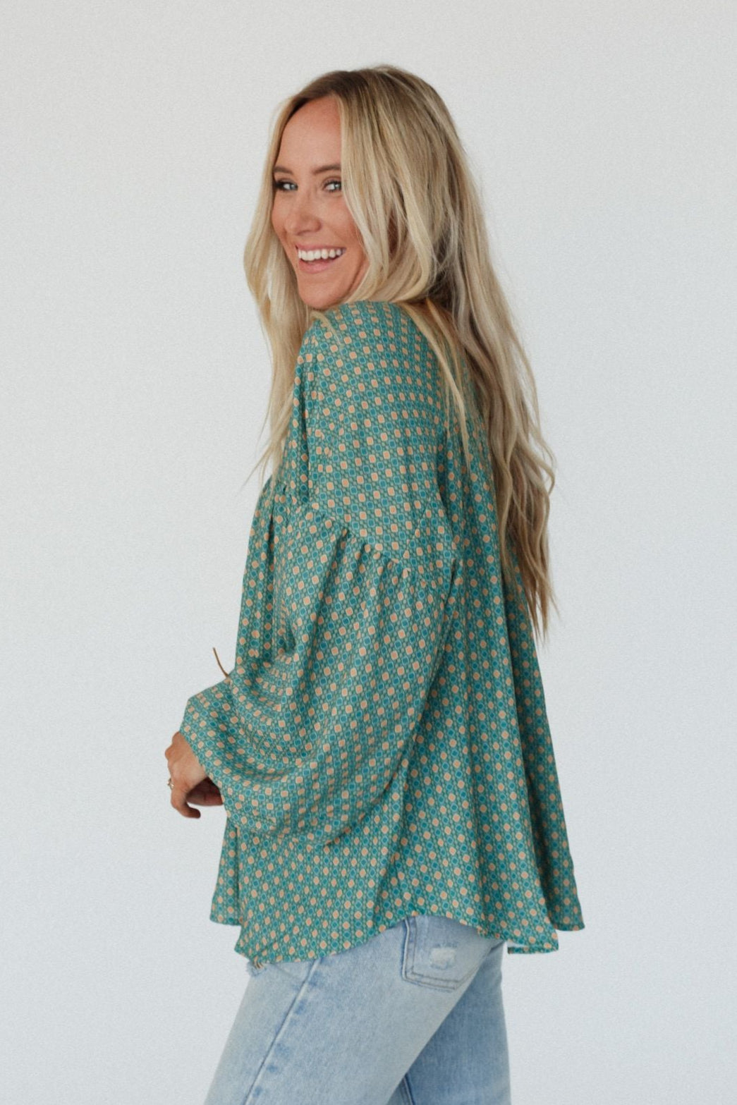 The Nest Kendrix Printed Top - Teal