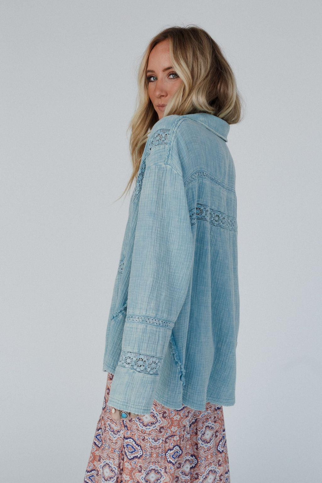 One In A Million Button Down Top - Blue