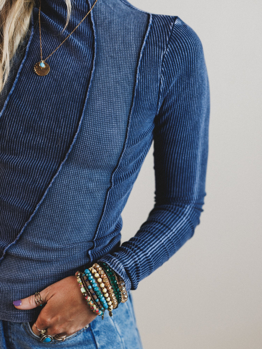Willow Winds Long Sleeve Top - Navy