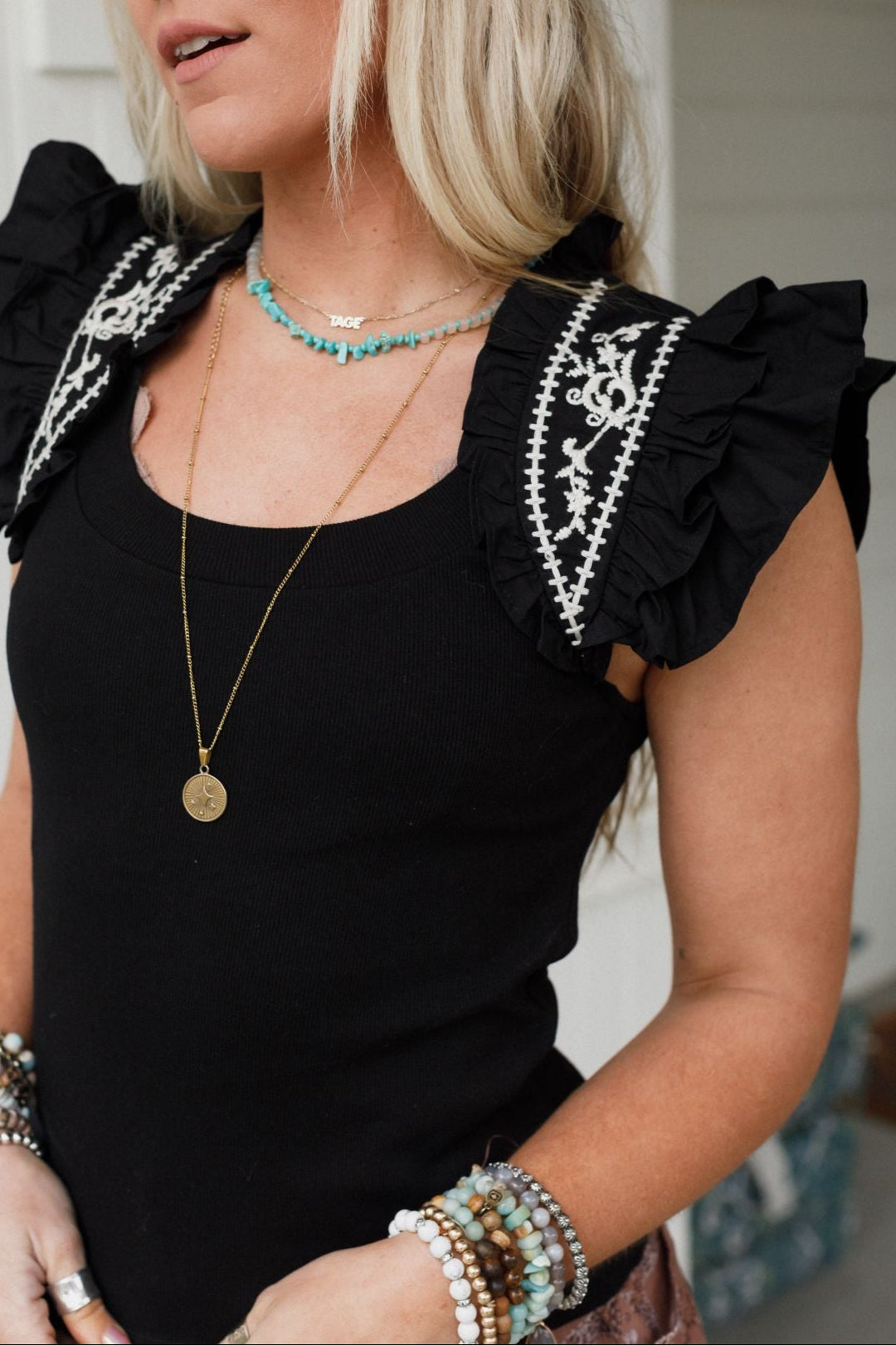 Always Lovely Embroidered Top - Black