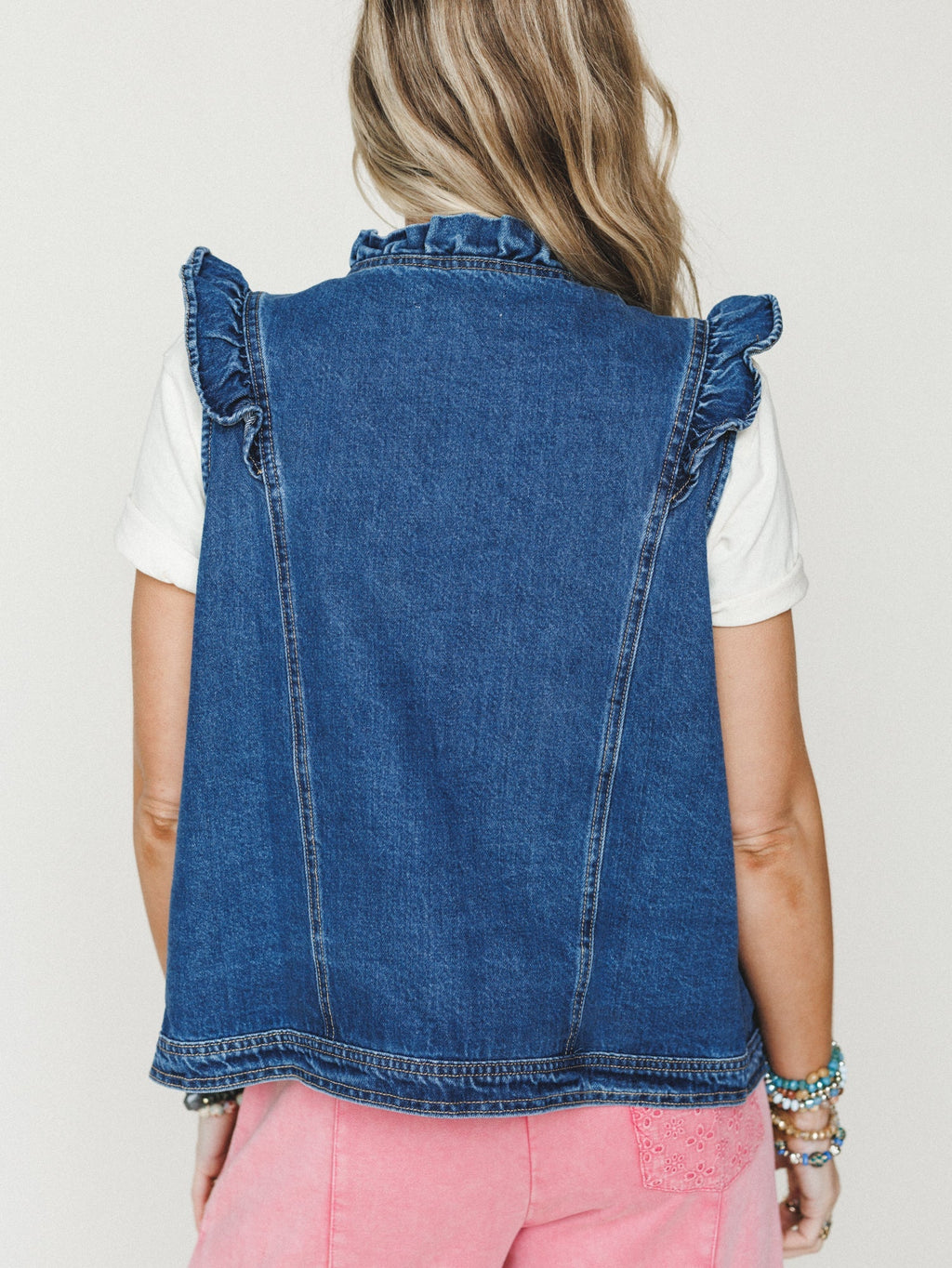 Ruffle Rebel Denim Vest - Denim