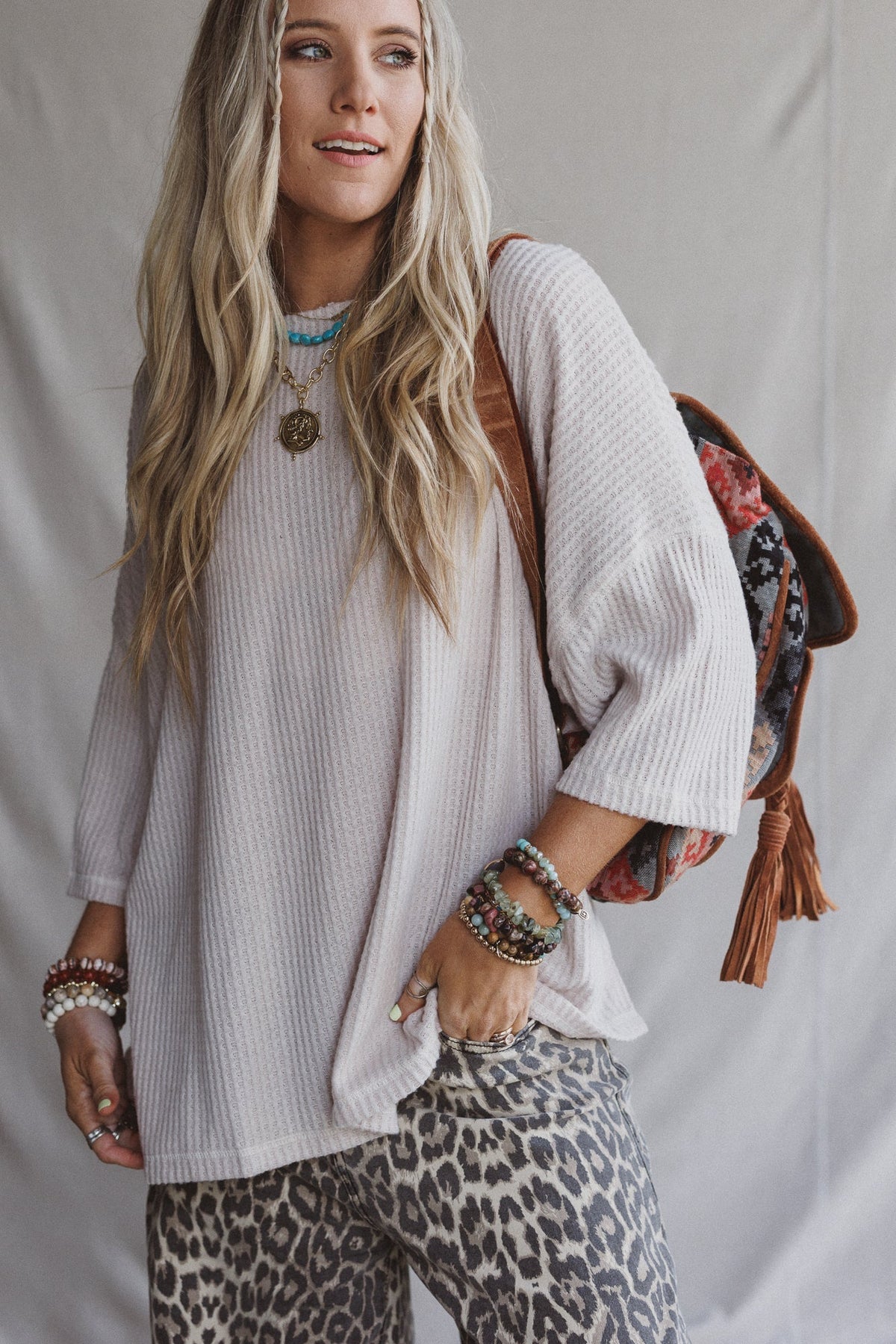 The Nest Airis Long Sleeve Top - Oatmeal