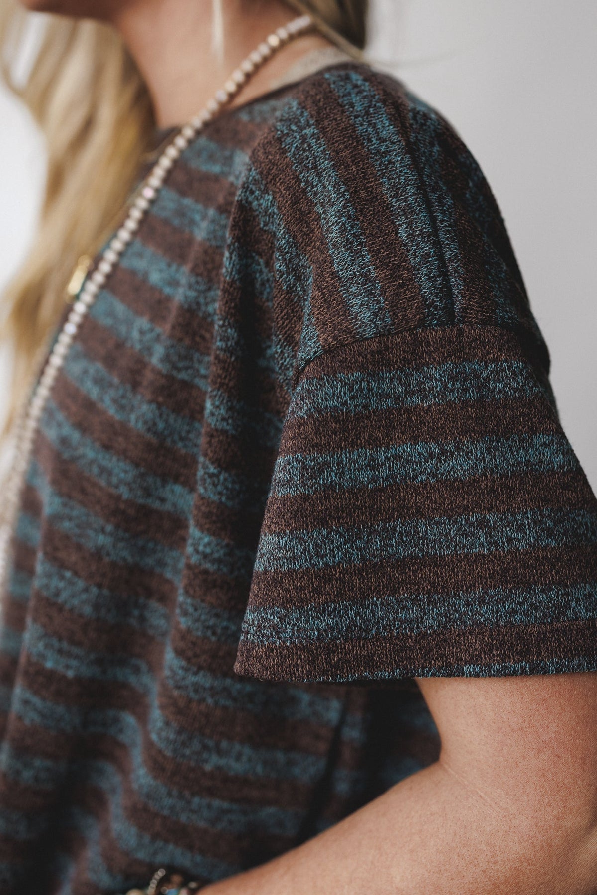 The Nest Ibiza Breeze Striped Top - Mint Brown