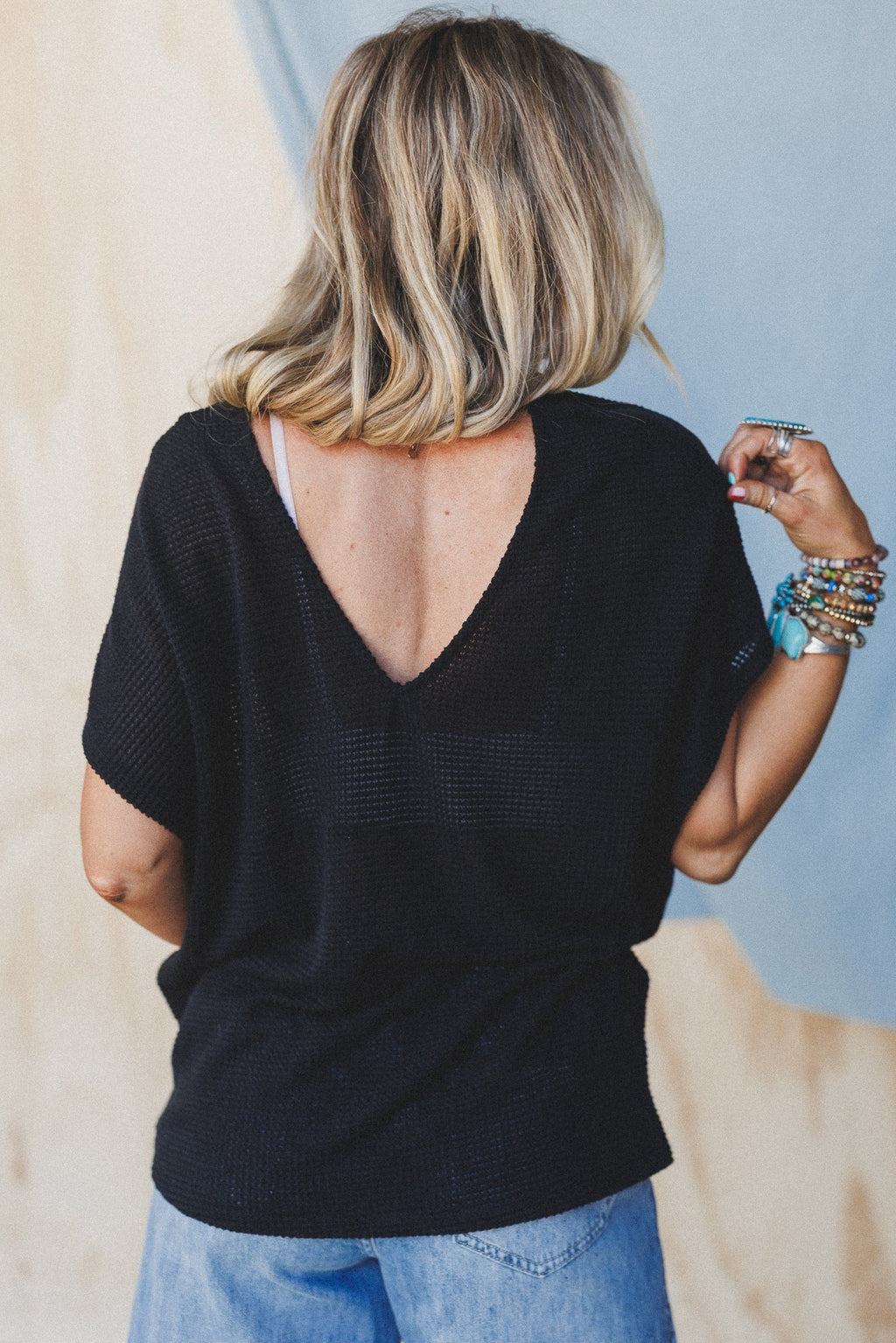 The Nest Cruising V Neck Top - Black