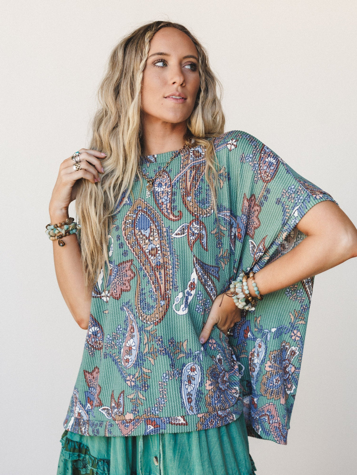 The Nest Moon Glow Texture Knit Top - Olive Vintage