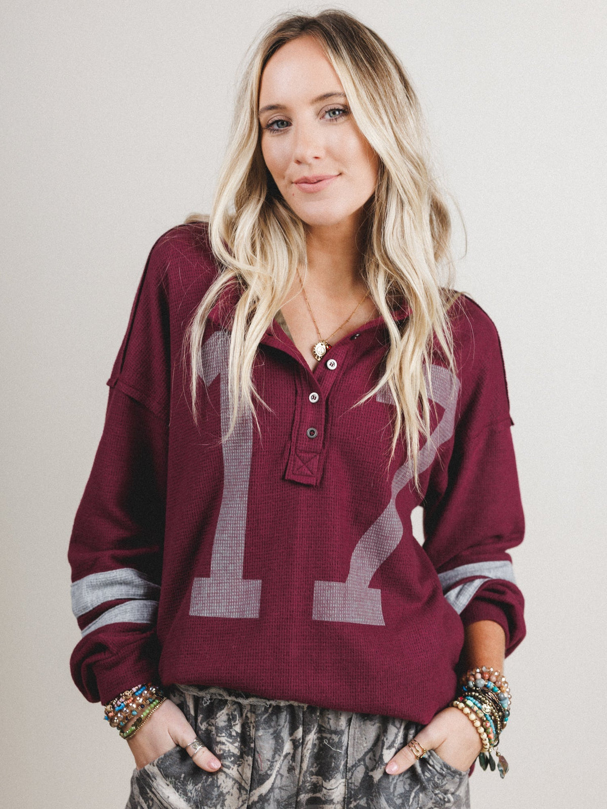 Home Team Long Sleeve Top - Burgundy