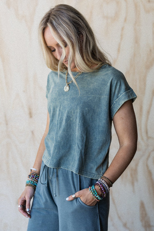 Basic Charm Short Sleeve Top - Jade