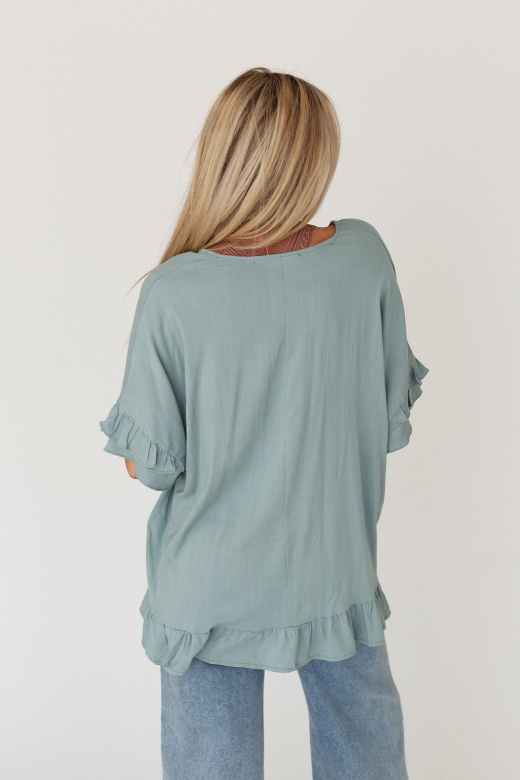 The Nest Let Me Be Ruffled Top - Beach Glass