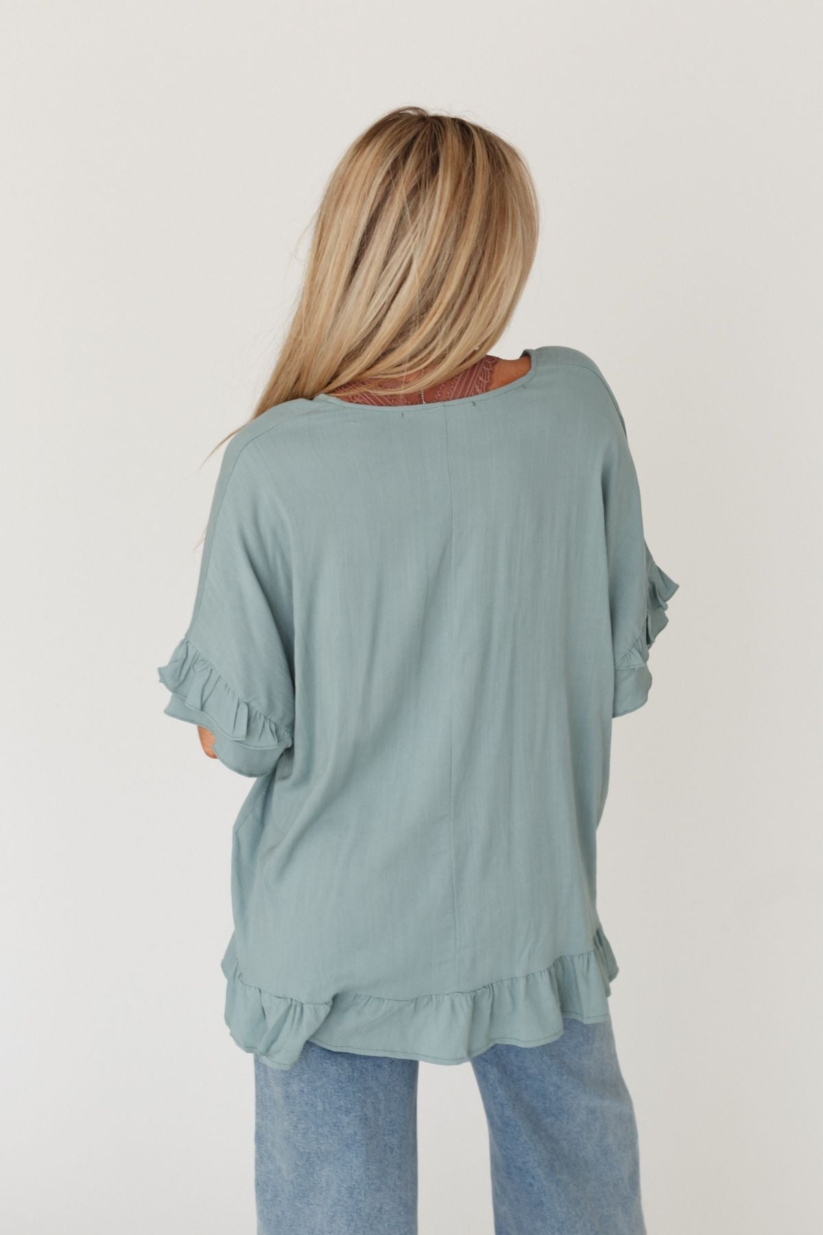 The Nest Let Me Be Ruffled Top - Beach Glass